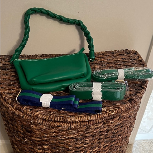 Anthropologie Green Crossbody Bag with Braided Strap - Picture 4 of 5